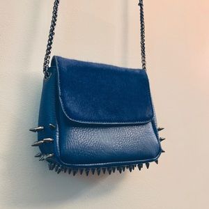 UO Calf Hair-Like Studded Bag w/ Chain Strap